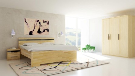 MONA - masivní dubová postel s možností proskleného čela 180 x 220 cm