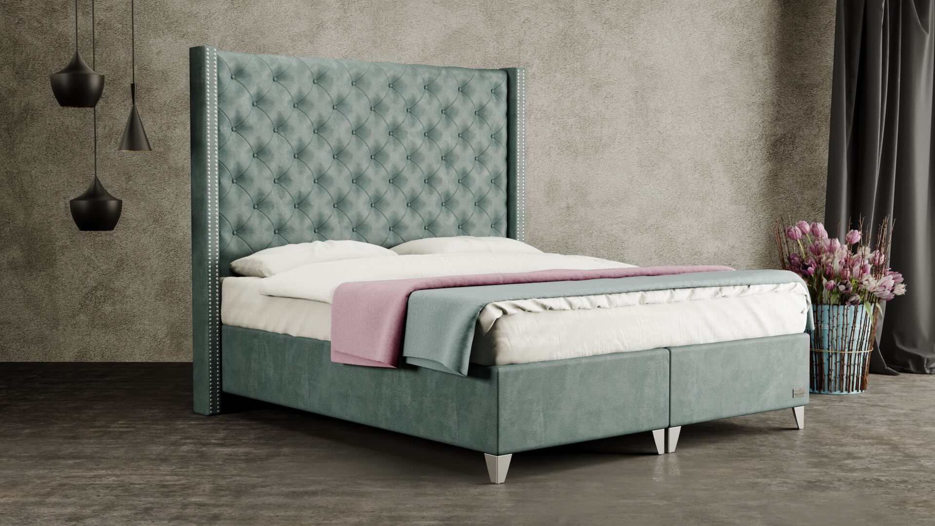 Materasso VIENNA - čalouněná postel (typ potahu A), celočalouněná + MDF deska