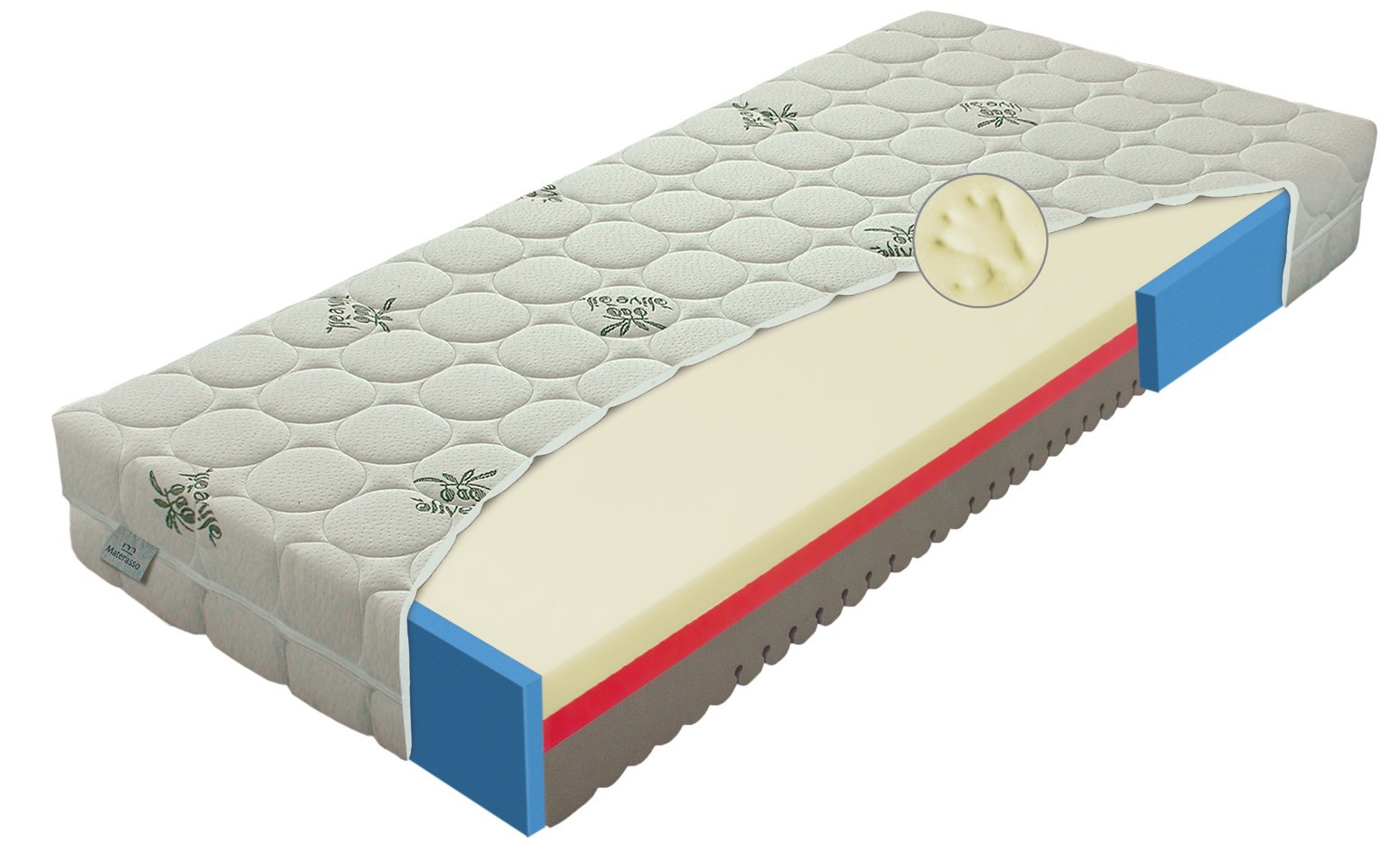 Materasso COMFORT antibacterial OLIVA Senior - partnerská matrace se zpevněnými boky 180 x 200 cm, snímatelný potah