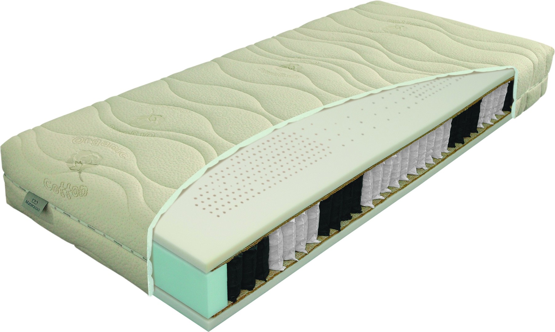 Materasso NATURA hydrolatex T3/T4 - luxusní oboustranná pružinová matrace pro zdravý spánek 120 x 220 cm, snímatelný potah