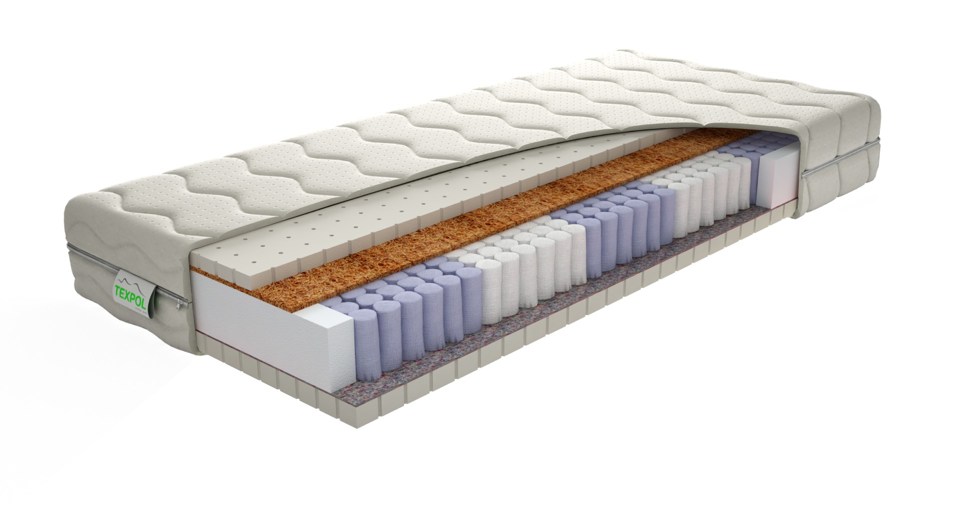 TEXPOL STELA BIO - komfortní taštičková matrace s latexovou pěnou, snímatelný potah