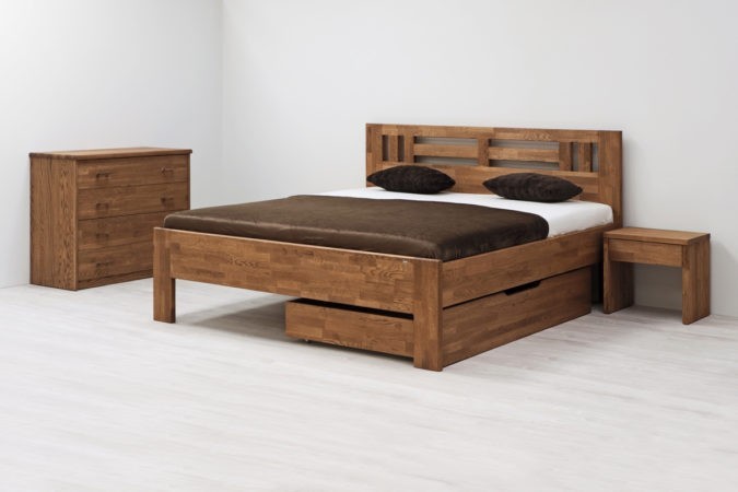 BMB ELLA MOON - masivní dubová postel 160 x 200 cm, dub masiv