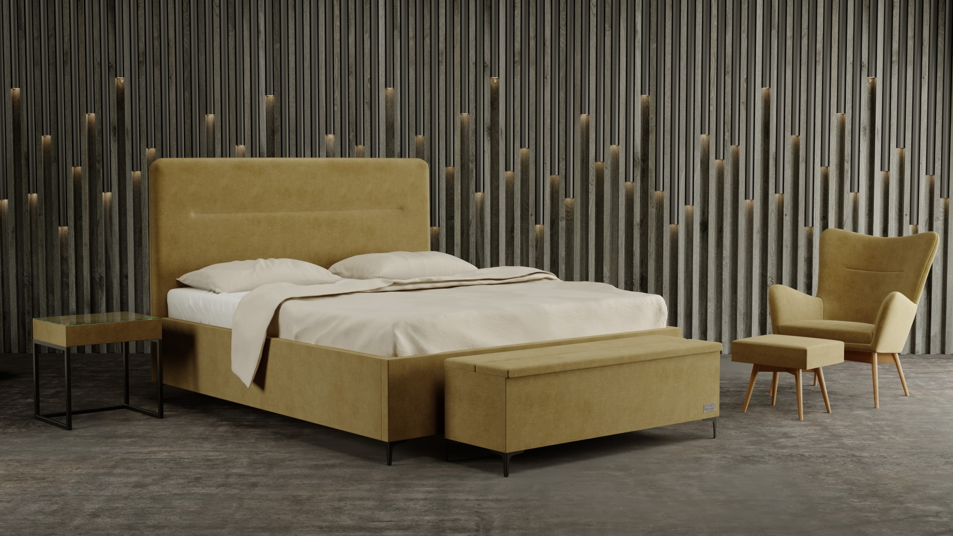 Materasso SOUL - designová čalouněná postel (typ potahu A) 120 x 200 cm, celočalouněná + MDF deska