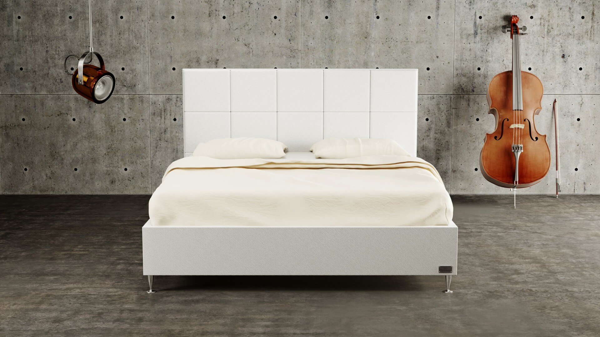 Materasso VEGA - designová čalouněná postel (typ potahu A) ATYP, celočalouněná + MDF deska