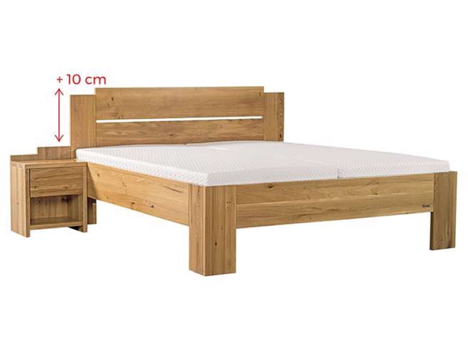Ahorn GRADO MAX - masivní dubová postel se zvýšeným čelem 80 x 190 cm, dub masiv