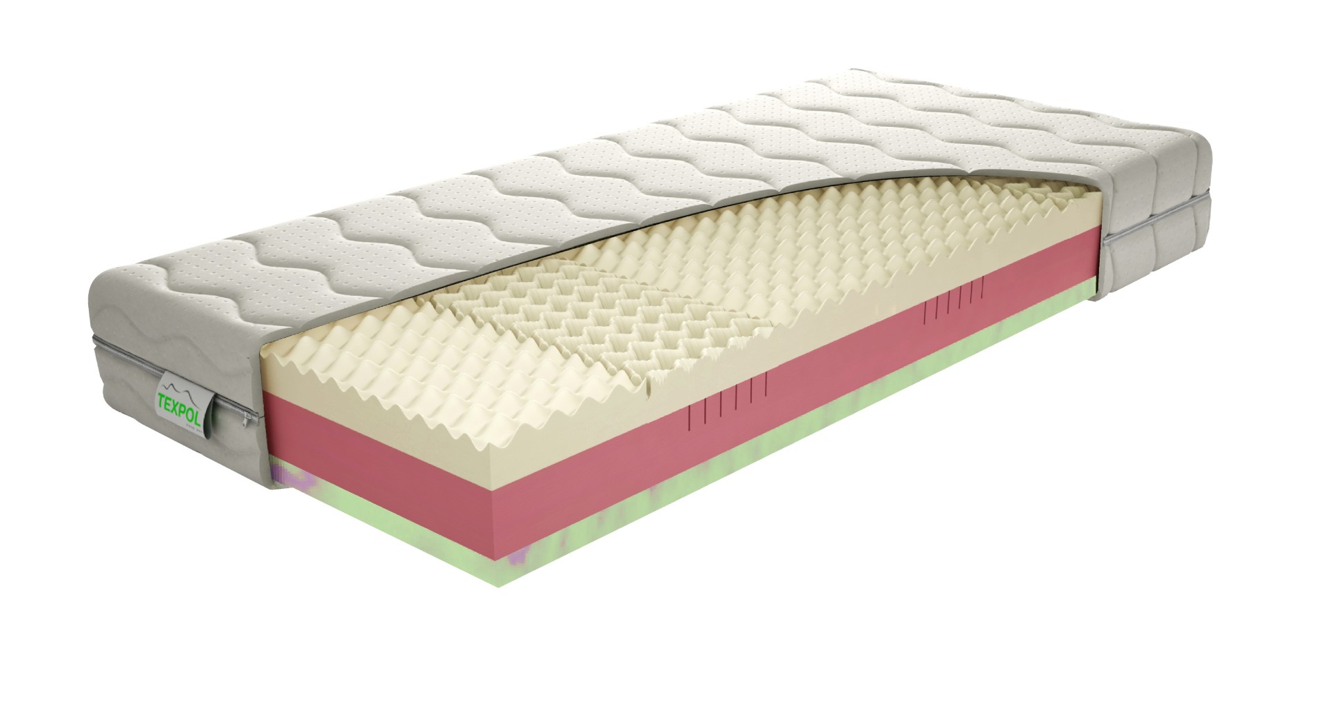 TEXPOL MEMORY FRESH - komfortní matrace z BIO pěny a s úpravou proti roztočům, snímatelný potah