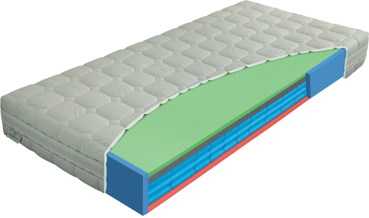 Materasso AIRSPRING senior - exkluzivní matrace z pěnových pružin se zpevněnými boky 120 x 200 cm, snímatelný potah