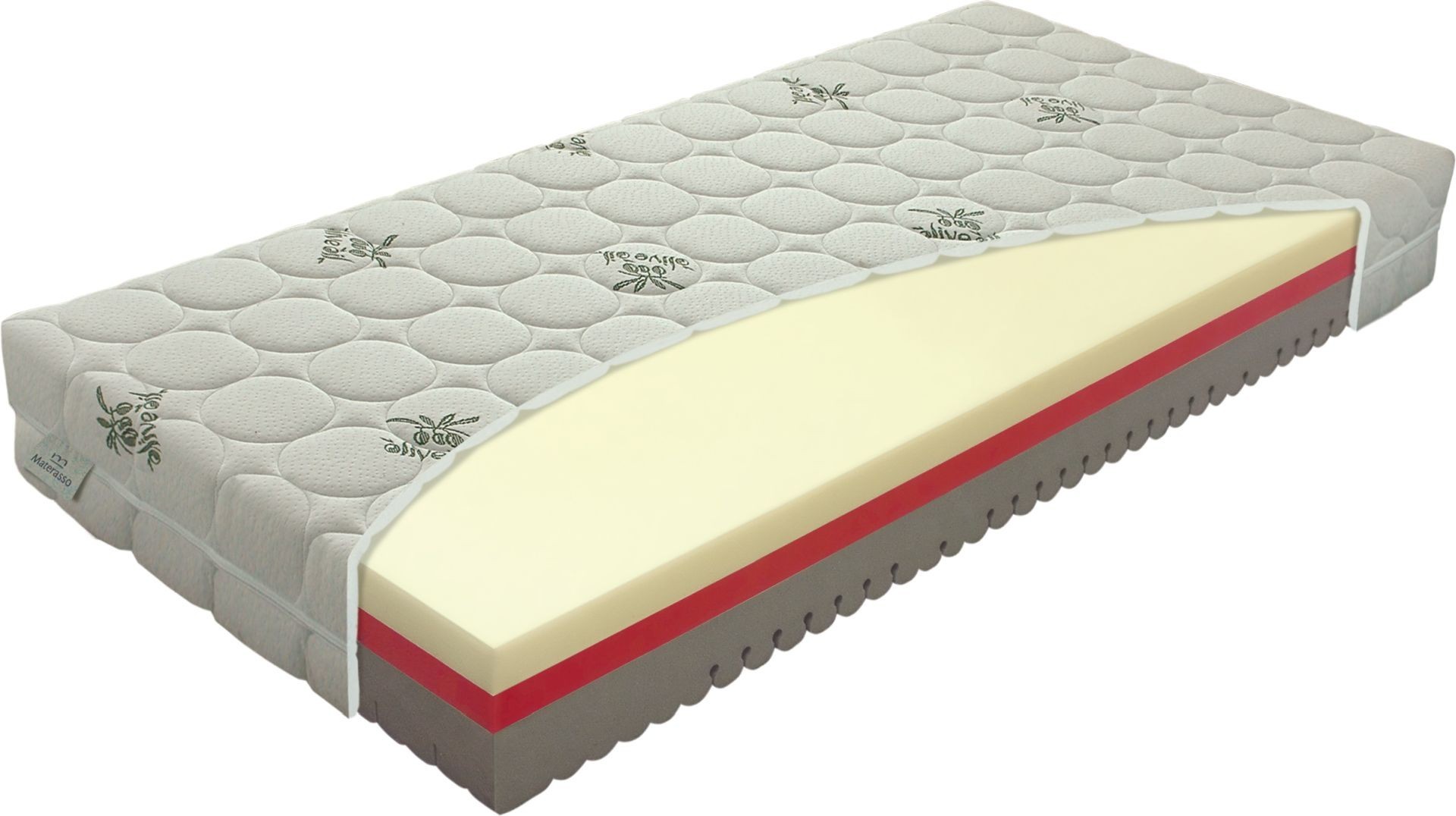 Materasso COMFORT antibacterial OLIVA - partnerská matrace z komfortních pěn 80 x 210 cm, snímatelný potah