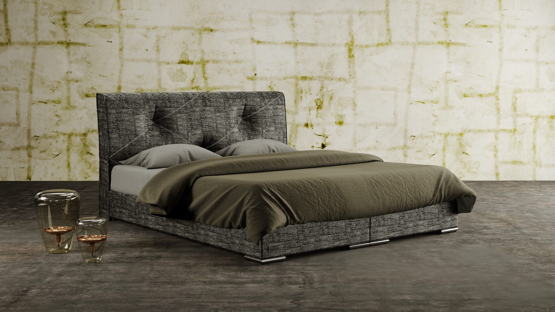 Materasso ATLAS - čalouněná postel (typ potahu A) 120 x 200 cm, celočalouněná + MDF deska